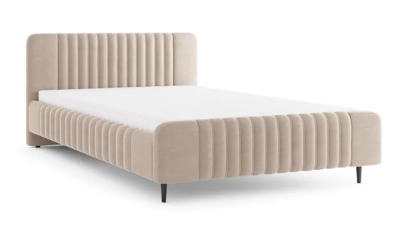 Doppelbett | Liegefläche 160 x 200 cm | inkl. Lattenrost | Kaschmir | Stoffbezug | schwarze Holzbeine | Gästebett | Belladere 12