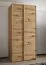 Kleiderschrank / Schiebetürenschrank | 2 Schiebetüren | 245,5 x 100 x 64 | 2 Kleiderstangen | 6 Fächer | Farbe: Eiche Artisan | ABS-Kantenschutz