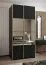 Kleiderschrank / Schiebetürenschrank | Farbe: Schwarz | 245,5 x 120 x 64 cm | 2 Kleiderstangen | 2 Schiebetüren | Soft-Close | Spiegel | 6 Fächer