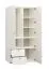 Eleganter Kleiderschrank mit sechs Fächer Aenna 30, Farbe: Weiß / Grau, inkl. LED-Beleuchtung, Griffe: Eiche, Maße: 202,5 x 100,5 x 60 cm, zwei Schubladen