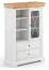 Vitrine Bresle 03, Kiefer massiv, Farbe: Weiß / Natur - Abmessungen: 140 x 95 x 41 cm (H x B x T)