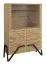 Vitrine Kastav 09, Farbe: Eiche / Schwarz, teilmassiv - 140 x 100 x 40 cm (H x B x T)