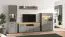 Modernes Wohnzimmer - Set B Banat, 4-teilig, Farbe: Eiche Artisan / Graphitgrau / Grau, ABS-Kantenschutz, zwei Vitrinen, ein TV-Unterschrank und ein Wandregal