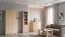 Vitrine Kiunga 12, Farbe: Buche / Weiß - Abmessungen: 200 x 52 x 40 cm (H x B x T)
