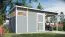 Steiner Shopping Gartenhaus Kiel 03 mit Anbaudach inkl. Fußboden, Hellgrau lackiert - 19 mm Elementgartenhaus, Nutzfläche: 7,70 m², Flachdach