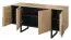 Kommode Slatina 08, Farbe: Eiche / Schwarz, teilmassiv - Abmessungen: 71 x 140 x 45 cm (H x B x T)