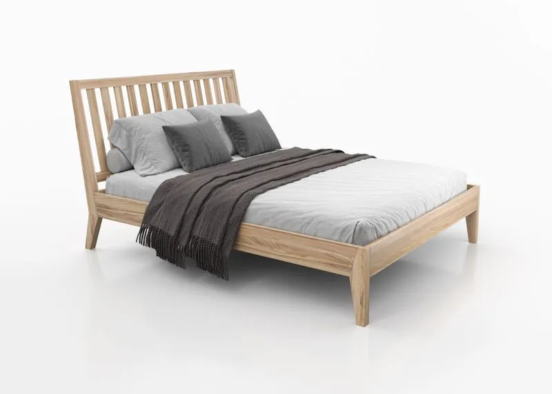 Einzelbett / Gästebett Engordany 08 | Buche Vollholz massiv | lackiert | Liegefläche: 140 x 200 cm | Farbe: Buche | mit hoher Kopfstütze | ästhetisches Design