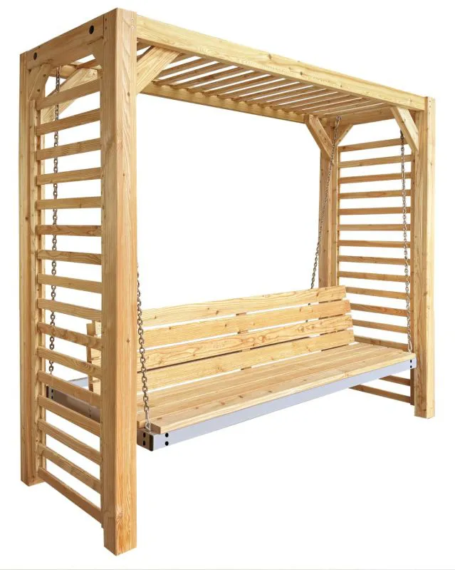 Hängebank / Schaukelbank Tagetes aus Massivholz, Lärche natur, 198 x 220 x 88 cm, Hollywoodschaukel, Holz-Gartenschaukel