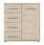 Anrichte / Kommode | Eiche | Comarca 03 | 96 x 90 x 45 cm | 1 Türe | 4 Schubladen | 3 Fächer | Einfarbig | Griffe silberfarben | schlicht | Holzoptik