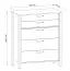 Hohe Kommode Braianik 04 in Eiche Wotan / Beige, 109 x 90 x 47 cm, Schlafzimmer, Wohnzimmer, Büro, 5 Schubladen, Griffe aus Metall, ABS Kantenschutz