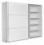 Kleiderschrank | 2 Schiebetüren | 3 Schubladen | 10 Fächer | mit 2 Kleiderstangen | 269 cm breit | Farbe: Weiß Abbildung