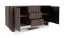 Kommode | 2 Drehtüren | Push-to-open Funktion | Farbe: Walnuss Lincoln | 3 Schubladen | 4 Fächer | 150 x 40 x 70 cm | Push-to-open | Lamellen Front | für Wohnzimmer