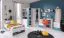 Jugendzimmer - Schrank Aalst 21, Farbe: Eiche / Weiß / Blau - Abmessungen: 160 x 45 x 40 cm (H x B x T)