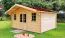 Holz-Gartenhaus 3,98 x 4,98 Meter (inkl. Dach) | Naturbelassen | Satteldach | 34 mm Blockbohlen-Haus Abbildung