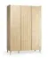 Kleiderschrank / Drehtürenschrank | Farbe: Eiche | 3 Türen | inkl. LED-Beleuchtung | Maße: 140 x 60 x 204 cm | Soft-Close-Funktion | 2 Schubladen