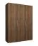 Drehtürenschrank mit 1,5 Meter breite | Farbe: Walnuss | drei Türen | Soft-Close-Funktion | zwei Fächer | Griffe: Silber | zwei Kleiderstangen | Kleiderschrank