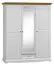 Drehtürenschrank / Kleiderschrank Gyronde 12, Kiefer massiv Vollholz, Farbe: Weiß / Eiche - 190 x 156 x 65 cm (H x B x T)