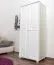 Kleiderschrank | 2 Drehtüren | 4 Fächer | mit Kleiderstange | 80 cm breit | Massivholz | Farbe: Weiß Abbildung