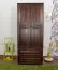 Kleiderschrank | 2 Drehtüren | 2 Schubladen | 4 Fächer | mit Kleiderstange | 80 cm breit | Massivholz | Farbe: Nuss Abbildung