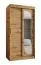 Schiebetürenschrank mit einer Spiegeltür Signalkuppe 01, Farbe: Eiche Artisan, 1 Meter breit, fünf Fächer, zwei Kleiderstangen, für Schlafzimmer
