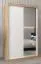 120 cm breiter Kleiderschrank mit 5 Fächern und 2 Türen | Farbe: Sonoma Eiche / Weiß Abbildung