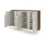 Wohnzimmer Set D | 3-teilig | Farbe: Kaschmir / Alba-Walnuss | Push-to-open Funktion | Beine aus Metall | 1 Regal | 1 langes Sideboard | 1 kurzes Sideboard
