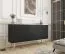 Wohnzimmer - Set F Horsham, 3-teilig, Farbe: Schwarz, Push-to-open Funktion, eine schmale Kommode, ein Sideboard, ein Schminktisch, ABS-Kanten, Beine: Gold