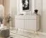 Wohnzimmer - Set D Horsham, 3-teilig, Farbe: Beige, Push-to-open Funktion, Beine: Gold, eine schmale Kommode, ein Sideboard, ein Schminktisch, ABS-Kanten