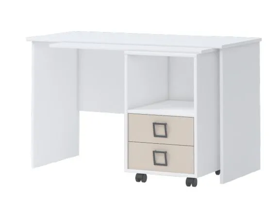 Kinderzimmer - Schreibtisch Benjamin 29, Farbe: Weiß / Creme - Abmessungen: 76 x 125 x 60 cm (H x B x T)