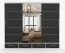 Schiebetürenschrank / Kleiderschrank mit Spiegel | 218 x 250 x 61 cm | Schwarz / Weiß | Lusatian 37 | 3 Türen | 4 Schubladen | 7 Fächer | Zweifarbig