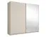 Kleiderschrank | 1 Kleiderstange | 6 Fächer | 221 x 60 x 207 cm | Metallgriffe | mit Spiegel | Kaschmir | Soft-Close-System | Igoumenitsa 03 | 2 Schiebetüren