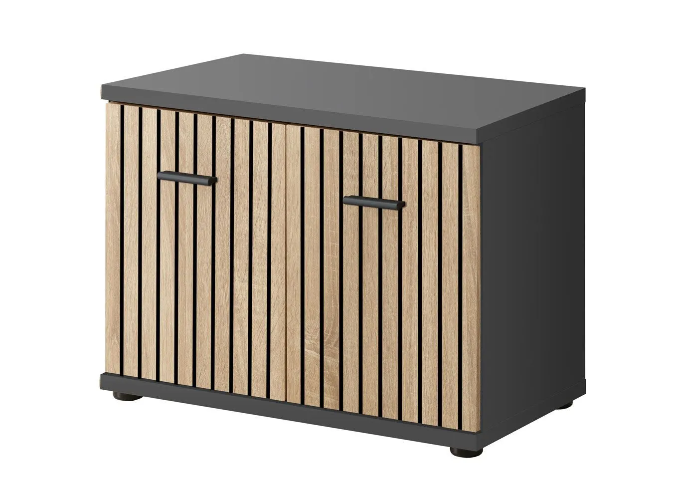 Schuhschrank mit Sitzkissen Ringerike 14, Farbe: Anthrazit / Eiche Artisan