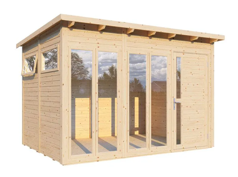 Gartenhaus Jena 02 inkl. Fußboden, Naturbelassen - Elementgartenhaus, Nutzfläche: 7,65 m²