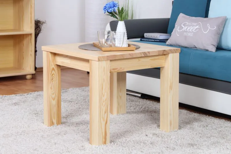 Couchtisch Kiefer massiv Vollholz natur Junco 485 – Abmessung: 60 x 60 x 50 cm (B x T x H)