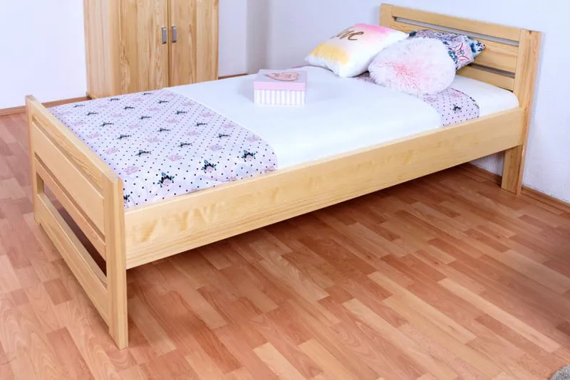 Kinderbett 90 x 200 cm | Massivholz: Kiefer | Natur Lackiert Abbildung