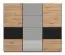 Schlafzimmer Komplett - Set A Crina, 6-teilig, Farbe: Eiche Artisan / Grau, ABS-Kanten, ein Doppelbett, zwei Nachtkommoden, eine Kommode, ein Kleiderschrank und ein Spiegel