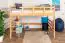 Hochbett für Kinder 140 x 200 cm | Massivholz: Buche | Natur Lackiert | umbaubar in Einzelbett | Premium-Qualität | inkl. Rollrost Abbildung