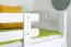 Etagenbett für Kinder 90 x 190 cm | Massivholz: Buche | Weiß Lackiert | umbaubar in 2 Einzelbetten | inkl. Rollroste Abbildung