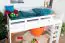 Hochbett für Kinder 120 x 190 cm | Massivholz: Buche | Weiß Lackiert | umbaubar in Einzelbett | Premium-Qualität | inkl. Rollrost Abbildung