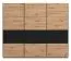 Schwebetürenschrank / Kleiderschrank Crina 11, Farbe: Eiche Artisan / Schwarz, zwei Kleiderstangen, ABS-Kanten, Maße: 224 x 262,5 x 65,5 cm