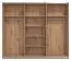 Dreitüriger Schwebetürenschrank Crina 10, Farbe: Eiche Artisan / Schwarz, Spiegel, zwei Kleiderstangen, ABS-Kanten, Maße: 224 x 262,5 x 65,5 cm