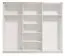 Kleiderschrank / Schwebetürenschrank Bogati 04, Farbe: Weiß / Weiß Hochglanz, eine Spiegeltür, zwei Kleiderstangen, Maße: 224 x 262,5 x 65,5 cm