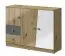 Kommode Sirte 07, Farbe: Eiche / Weiß / Grau Hochglanz - Abmessungen: 90 x 120 x 40 cm (H x B x T)