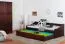 Jugendbett / Funktionsbett Kiefer massiv Vollholz Walnussfarben 93, inkl. Lattenrost - 90 x 200 cm (B x L)