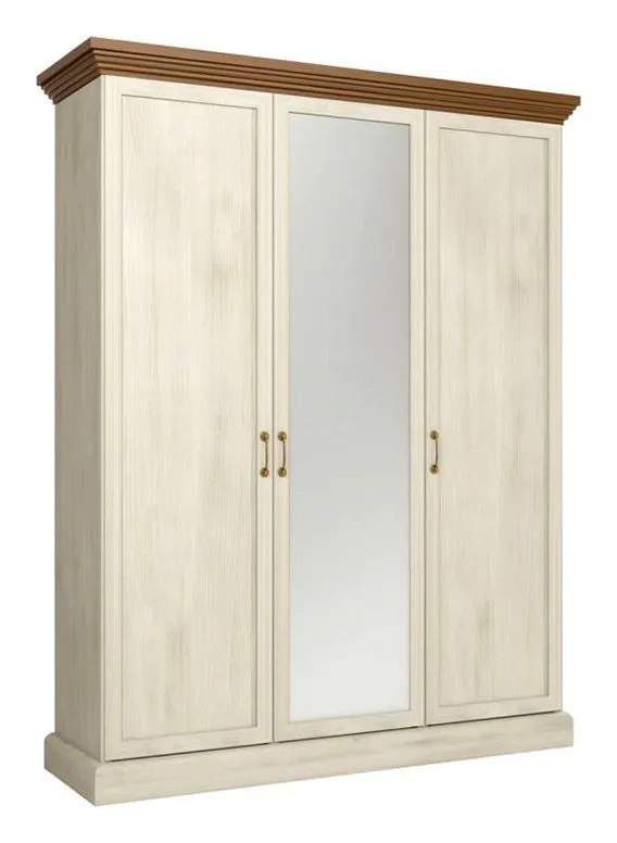157 cm breiter Kleiderschrank mit 3 Türen | Farbe: Weiß Abbildung