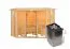 Sauna "Dilja" SET mit bronzierter Tür und Kranz - Farbe: Natur, Ofen 9 kW - 245 x 245 x 202 cm (B x T x H)