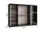 Dreitüriger Kleiderschrank Balmenhorn 94, Farbe: Weiß matt / Schwarz matt - Abmessungen: 200 x 250 x 62 cm (H x B x T), mit einer Spiegeltür