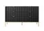 Moderne Kommode mit 6 Schubladen Worthing 64, Farbe: Schwarz / Gold, 91 x 154 x 39 cm, geriffelte Fronten, viel Stauraum, elegantes Design, langlebig