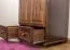 Schmaler Kleiderschrank | 2 Drehtüren | 2 Schubladen | 1 Fach | mit Kleiderstange | 80 cm breit | Massivholz | Farbe: Nuss Abbildung