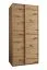 Kleiderschrank / Schiebetürenschrank | 2 Schiebetüren | 245,5 x 100 x 64 | 2 Kleiderstangen | 6 Fächer | Farbe: Eiche Artisan | ABS-Kantenschutz